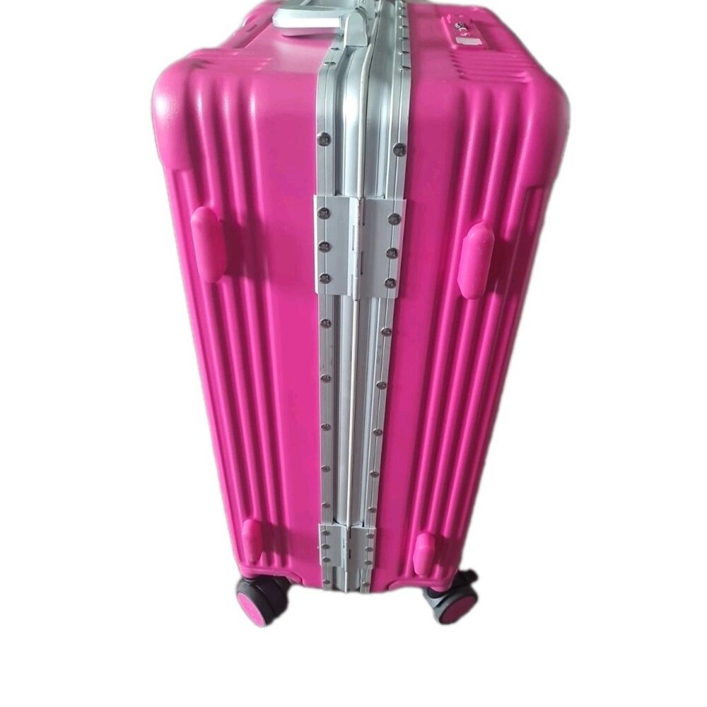 Vibrant Hot Pink Hard-Shell Travel Suitcase - Picture 6 of 14